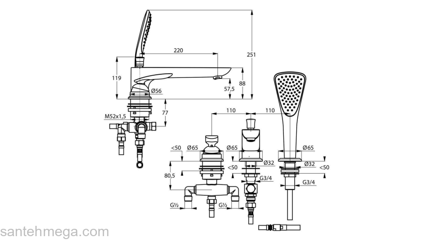 Смеситель для ванны KLUDI Balance 524479175. Фото