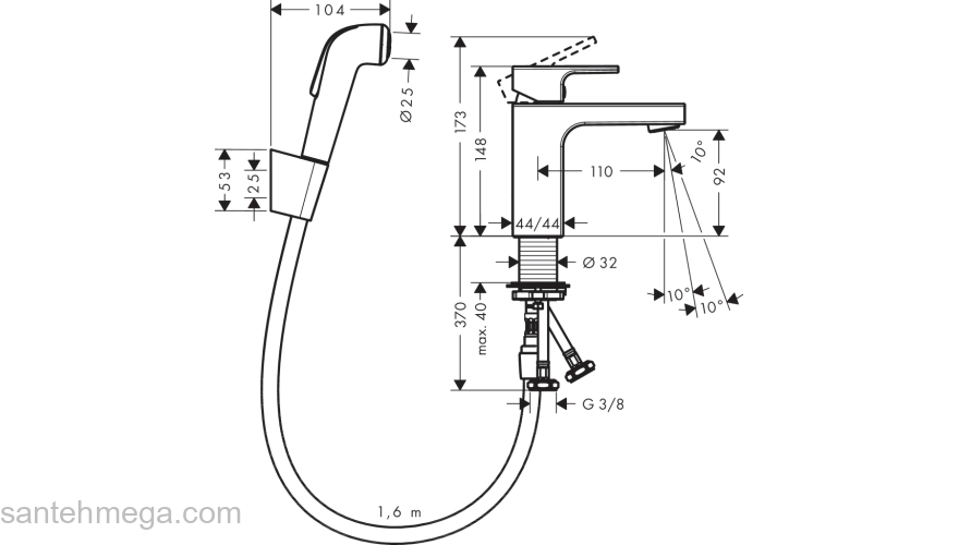 Набор для биде Hansgrohe Vernis Shape 71216000 хром. Фото