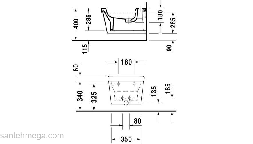 Биде подвесное белое DURAVIT ESPLANADE 2265100000. Фото