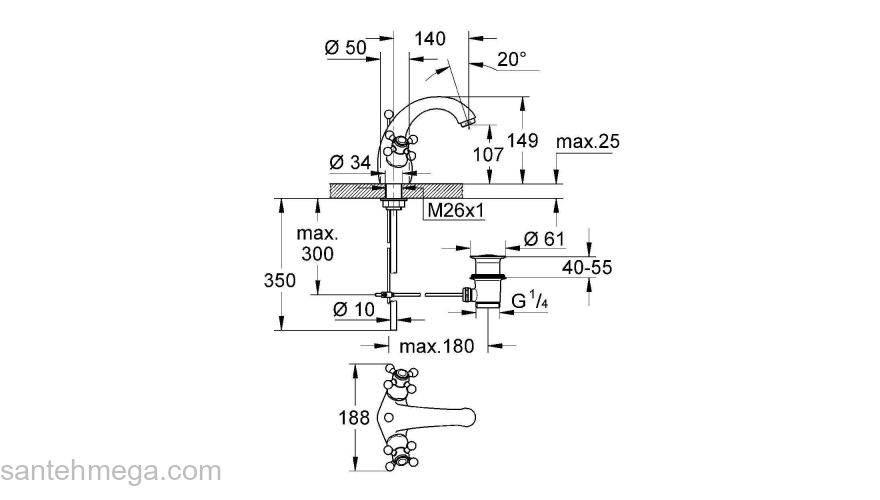 Смеситель для раковины GROHE Sinfonia 21012000. Фото