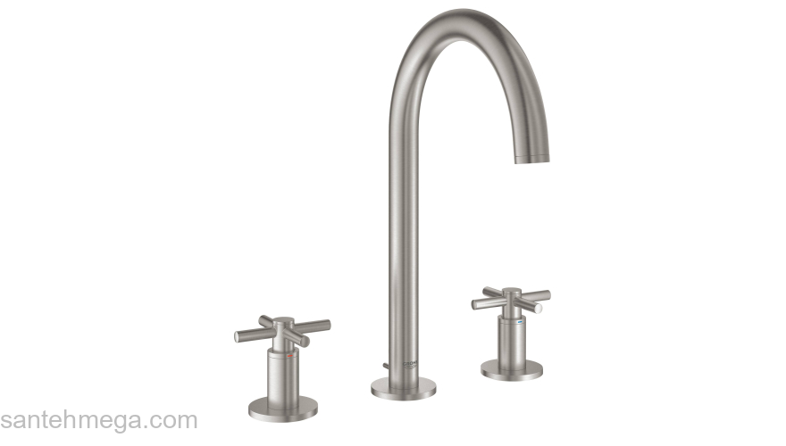 GROHE 20008DC3 Atrio New Смеситель двухвентильный для раковины на 3 отверстия, монтаж на бортик, крестобразная ручка, размер M. Фото