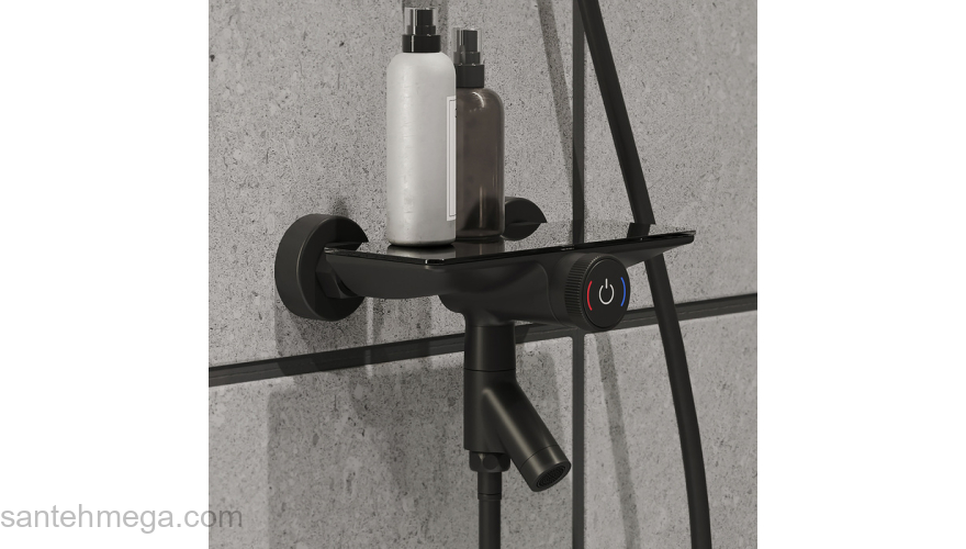 Смеситель для ванны с управлением Push Control черный матовый Shelfy IDDIS SHEBLBTi02WA. Фото