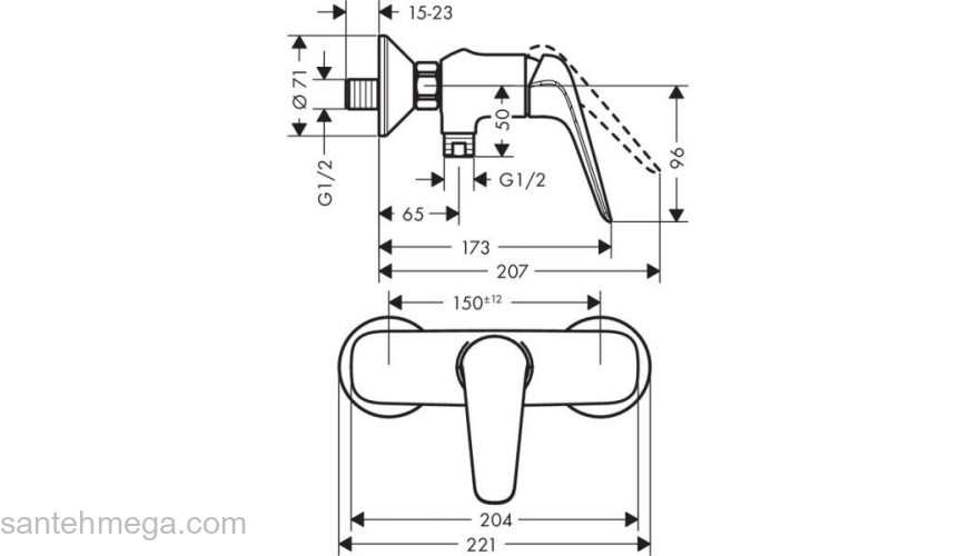 Смеситель для душа Hansgrohe Novus 71060000. Фото