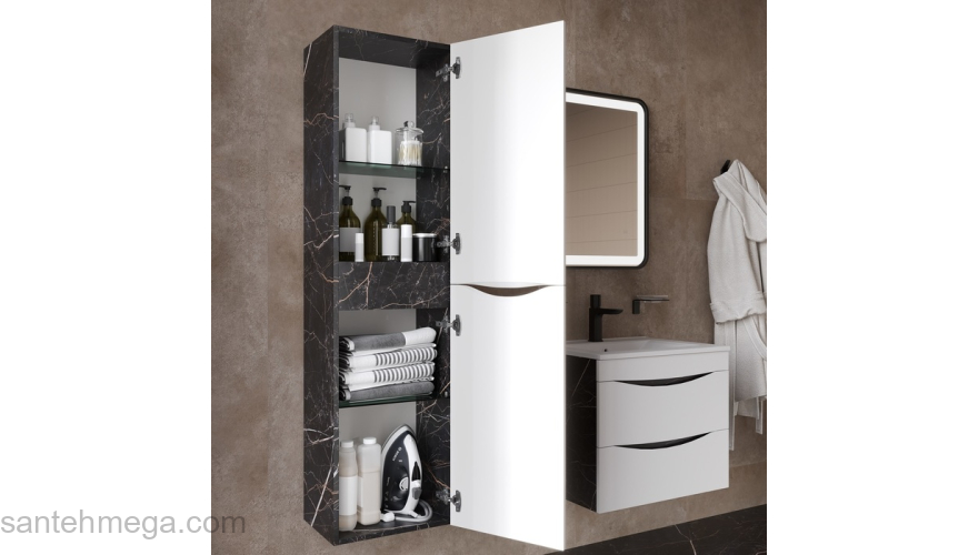 Пенал подвесной 40 см белый/черный мрамор Cloud IDDIS CLO40B0i97. Фото