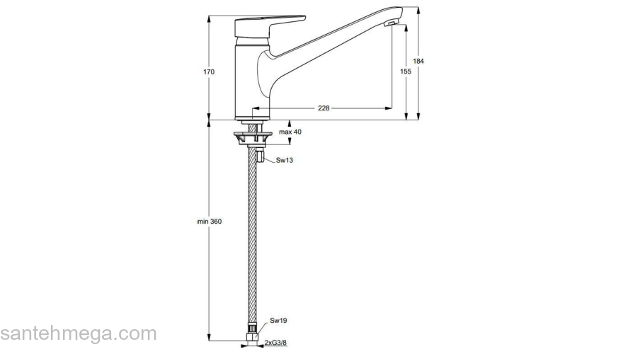 Смеситель для кухни IDEAL STANDARD Connect B9931AA. Фото