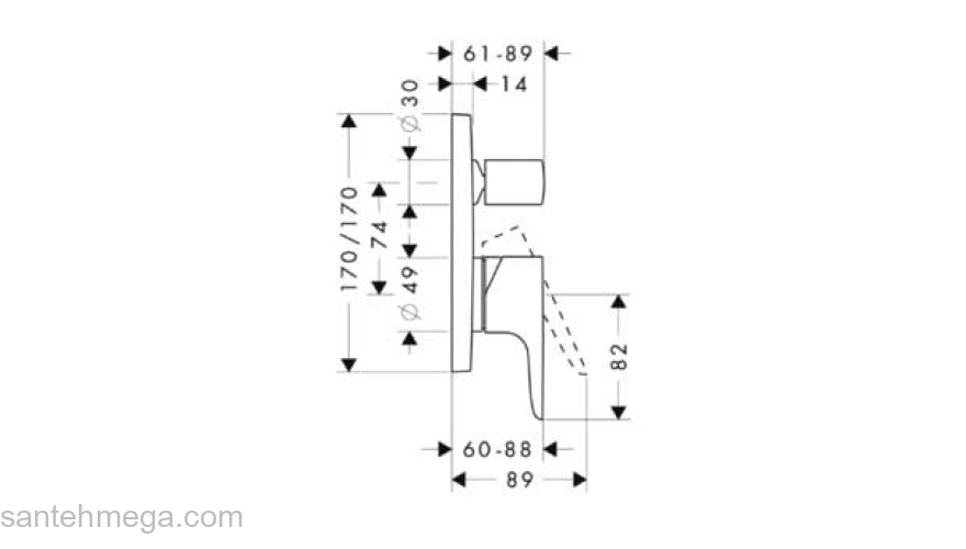 Смеситель для душа AXOR Citterio M 34425000 (внешняя часть). Фото