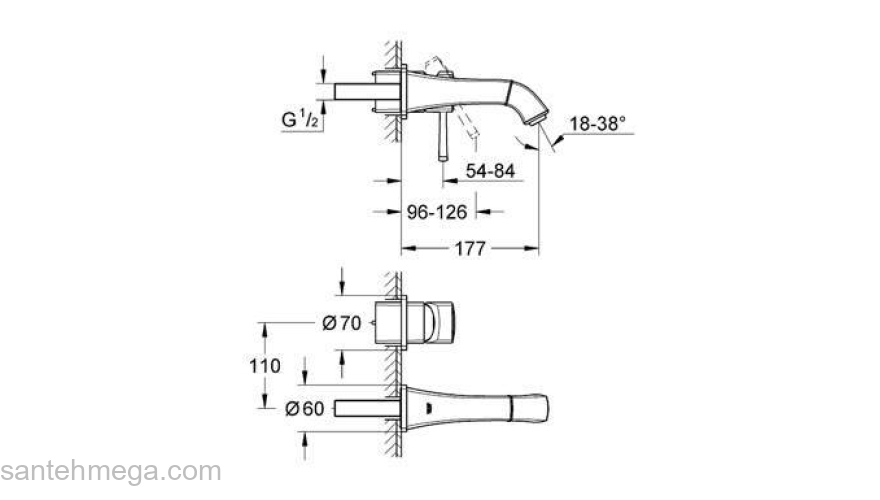 Смеситель для раковины GROHE Grandera 19929IG0 (внешняя часть). Фото