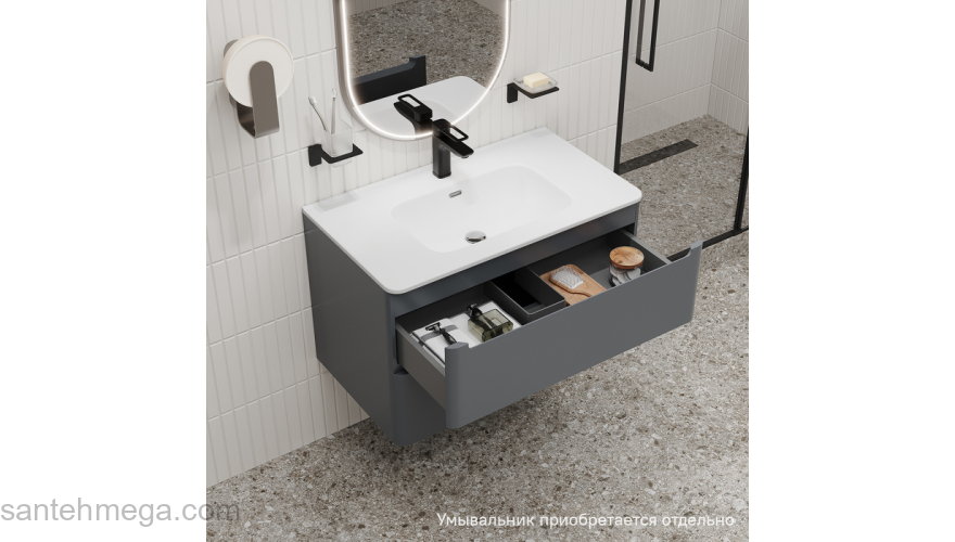 Тумба подвесная 80 см темно-серый Edifice IDDIS EDI80D0i95  подходит умыв. 0108000i28. Фото