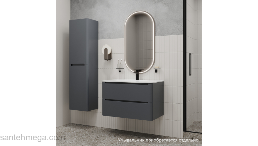 Тумба подвесная 80 см темно-серый Edifice IDDIS EDI80D0i95  подходит умыв. 0108000i28. Фото