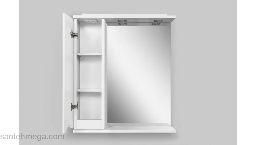 Зеркальный шкаф с подсветкой 65 см, левый, белый глянец AM.PM Like M80MPL0651WG. Фото