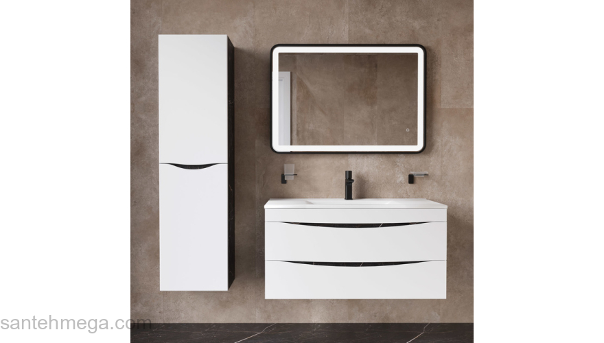 Пенал подвесной 40 см белый/черный мрамор Cloud IDDIS CLO40B0i97. Фото