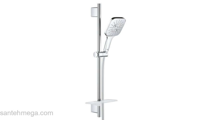 GROHE 26583000 Rainshower SmartActive Cube 130 Душевой гарнитур III, душевая штанга 600 мм, шланг 1750 мм, полочка, хром. Фото