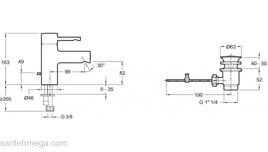 Смеситель для раковины JACOB DELAFON Cuff E98298-CP. Фото