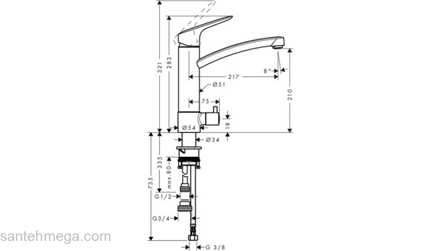 Смеситель для кухни Hansgrohe Logis 71834000. Фото