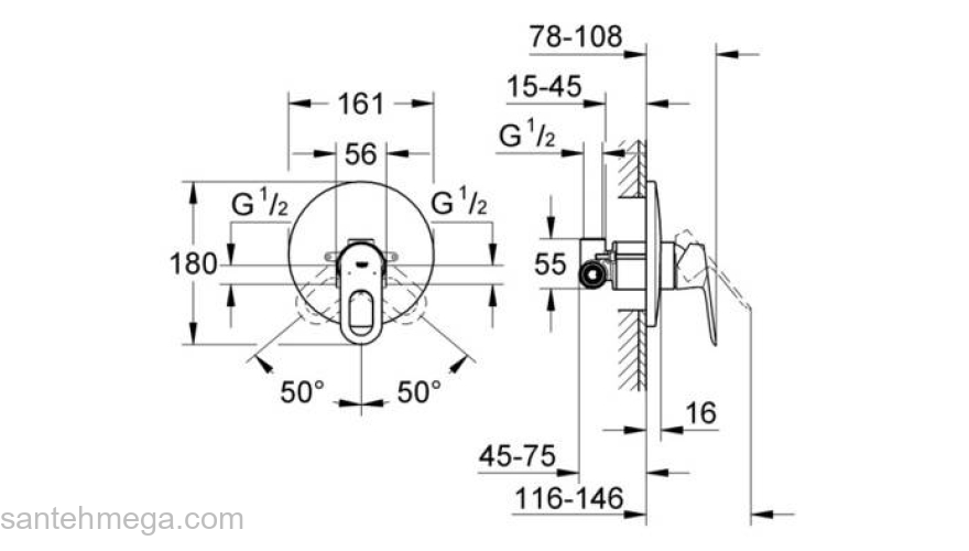 Смеситель для душа GROHE BauLoop 29080000. Фото