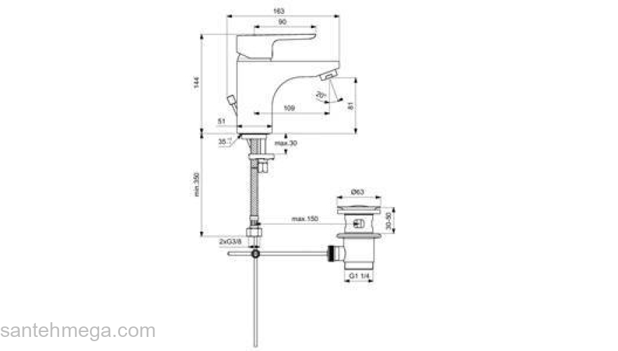 Смеситель для раковины IDEAL STANDARD Ceraplan III Grande B0704AA. Фото