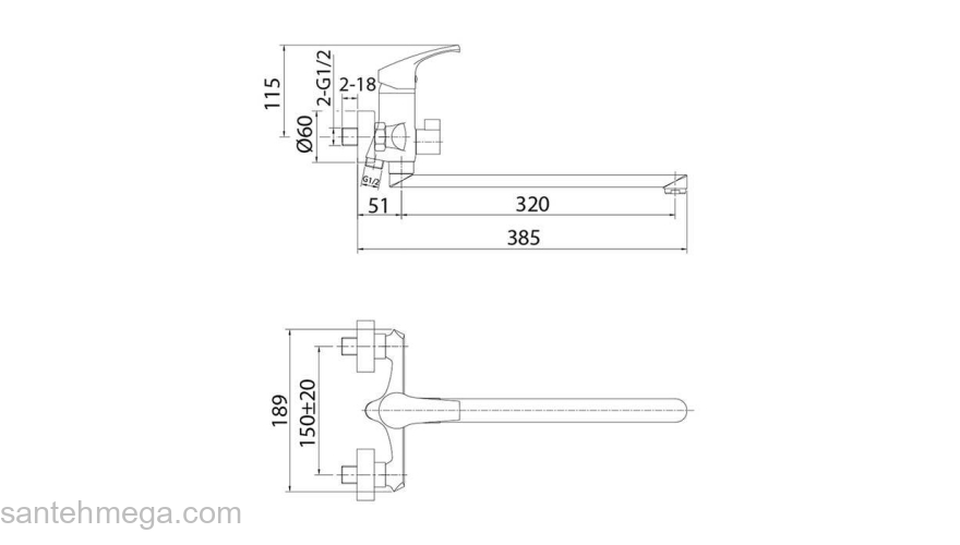 Смеситель для ванны с длинным изливом Sterm Milardo STESB02M10. Фото