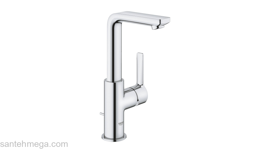 GROHE 23296001 Lineare New Смеситель однорычажный для раковины, высокий излив, со сливным гарнитуром. Фото