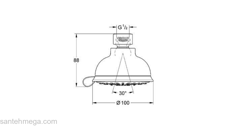 Верхний душ GROHE Tempesta New Rustic 27610000. Фото