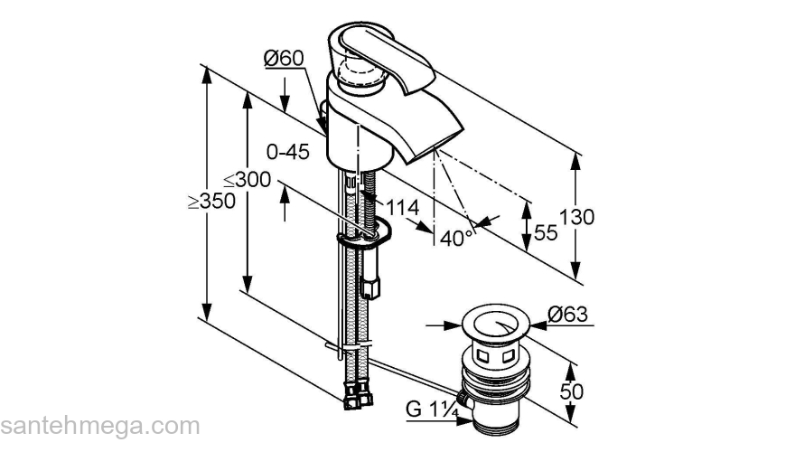Смеситель для умывальника KLUDI Joop 55024H775. Фото