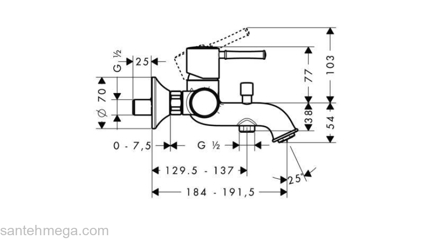 Смеситель для ванны HANSGROHE Talis Classic 14140000. Фото