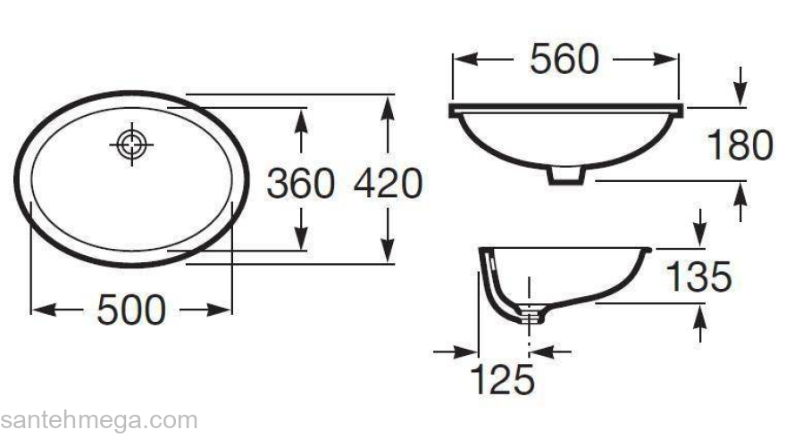 Раковина встраиваемая ROCA Berna 56х42 327871001. Фото