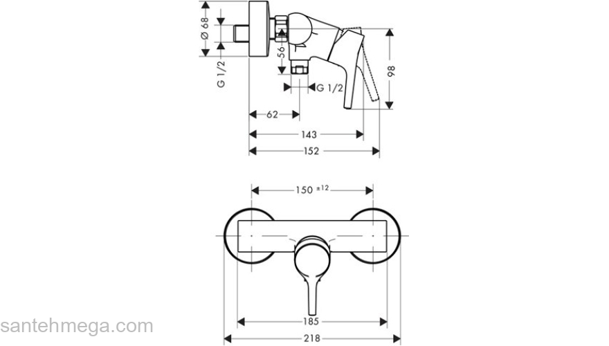 Смеситель для душа Hansgrohe Talis S 72600000. Фото
