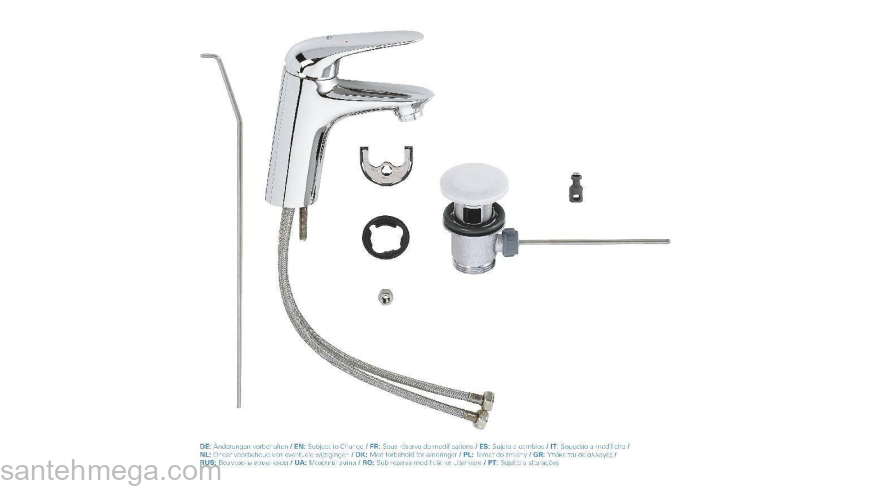 GROHE 23707003 Eurostyle 2015 Solid Смеситель для раковины со сливным гарнитуром, S-Size. Фото