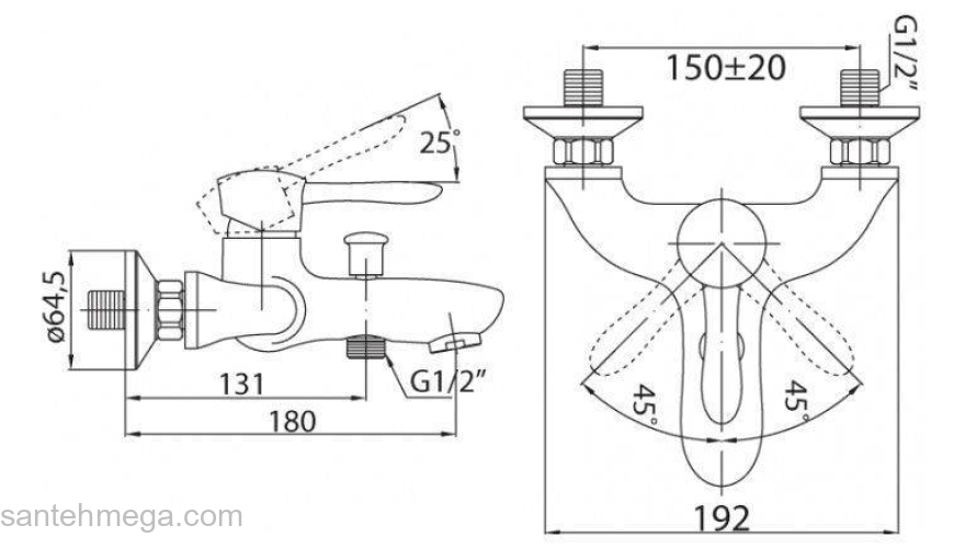 Смеситель для ванны/душа BELBAGNO Oglio OGL-VASM-CRM. Фото