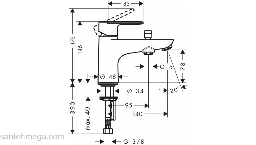 Смеситель для ванны и душа Hansgrohe Vernis Blend Monotrou 71444000 хром. Фото