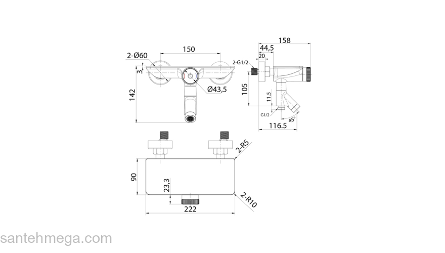 Смеситель для ванны с управлением Push Control черный матовый Shelfy IDDIS SHEBLBTi02WA. Фото