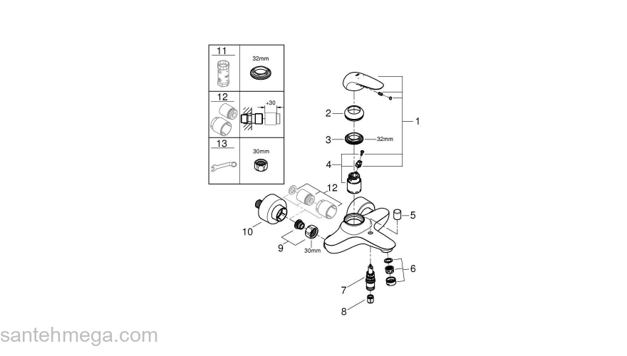 GROHE 23726LS3 Eurostyle 2015 Solid Смеситель для ванны. Фото
