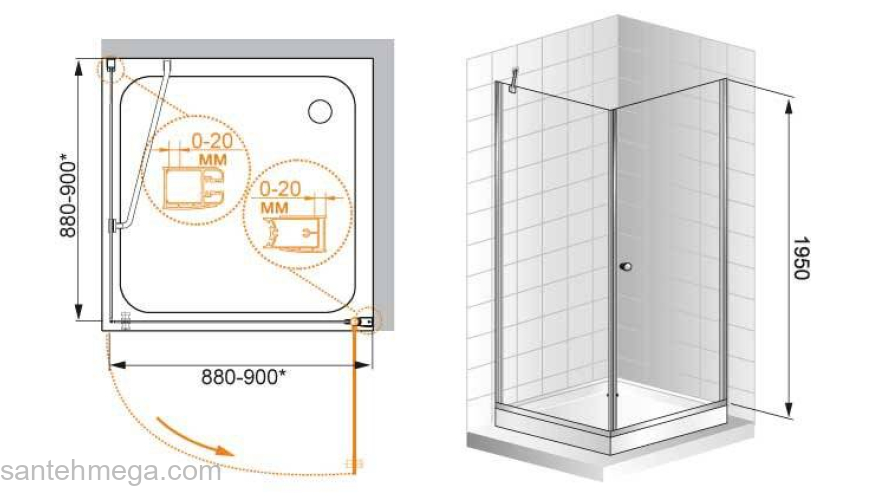 Душевой угол CEZARES Elena ELENA-W-A-1-90-C-Cr. Фото