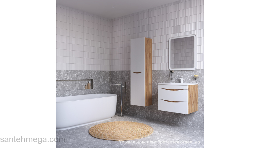 Тумба подвесная 60 см белая/золотистый дуб Cloud IDDIS CLO60Y0i95. Фото