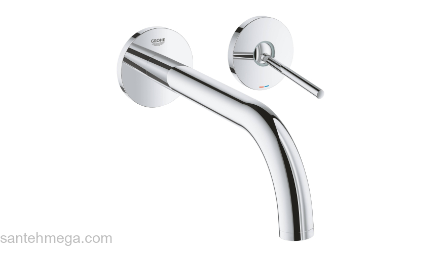 GROHE 19918003 Atrio New Joy Смеситель для раковины на 2 отверстия, настенный монтаж, вынос 221 мм, размер S (без встроенной части, комплект верхней монтажной части для 23 429 000). Фото