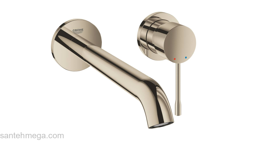 GROHE 19967BE1 Essence+ Смеситель для раковины на 2 отверстия, вынос 201 мм, настенный монтаж. Фото
