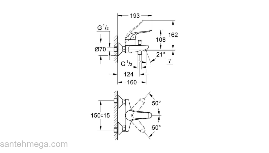 GROHE 32783000 Euroeco Special Смеситель однорычажный для ванны, рычаг 120 мм. Фото
