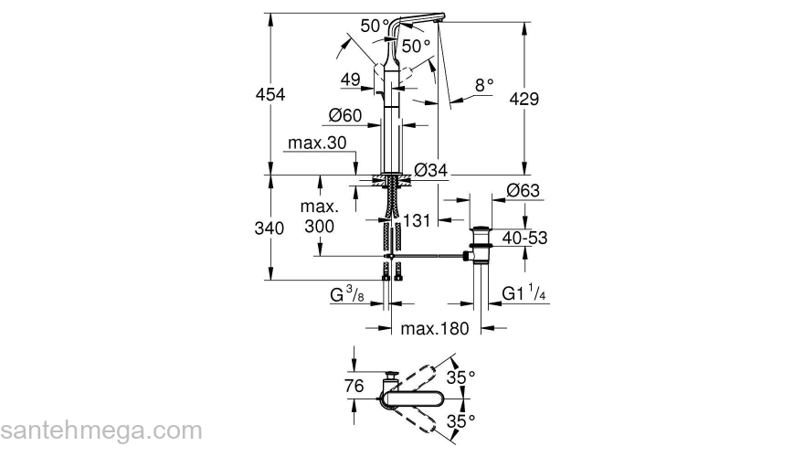 Смеситель для раковины GROHE Veris 32191000. Фото