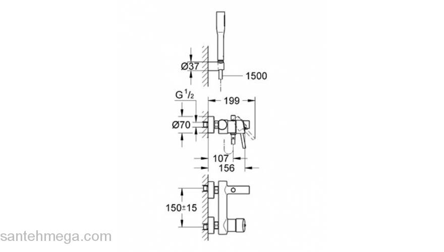 Cмеситель для ванны GROHE Concetto New 32212001. Фото