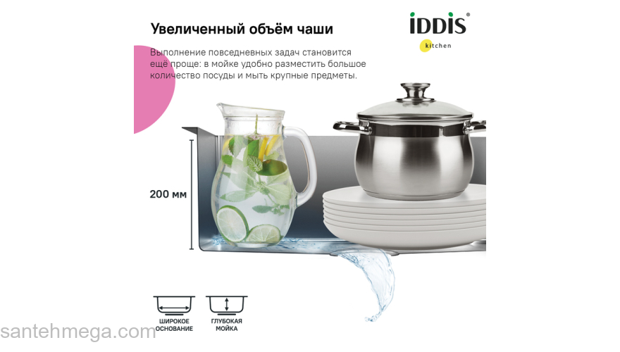 Мойка нерж.сталь универсального монтажа графит 745*440  Edifice IDDIS EDI75G2i77. Фото