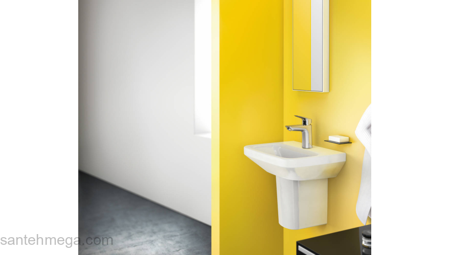 Смеситель для раковины Hansgrohe Logis 100, однорычажный, CoolStart, со сливным гарнитуром 71102000, хром. Фото