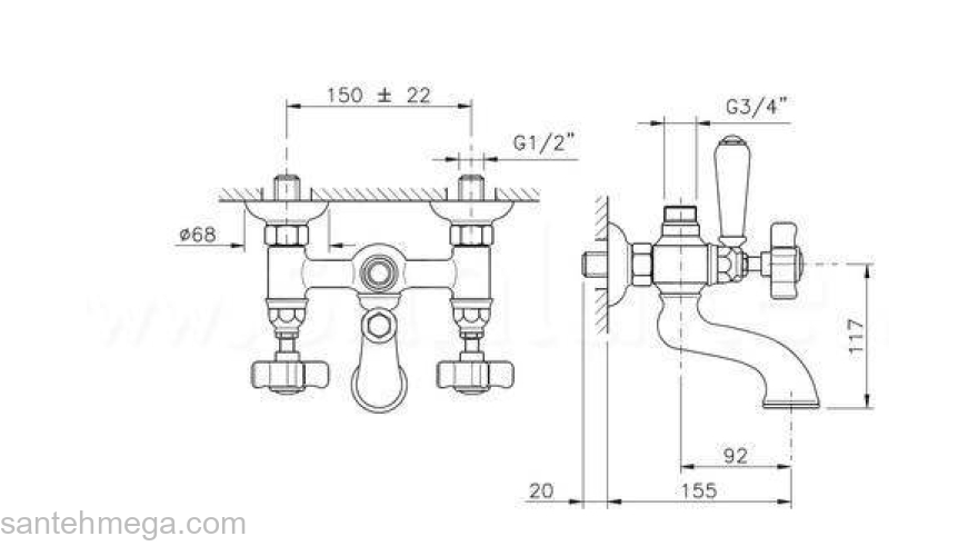 Смеситель для ванны NICOLAZZI Half Dome 1401BZ70. Фото
