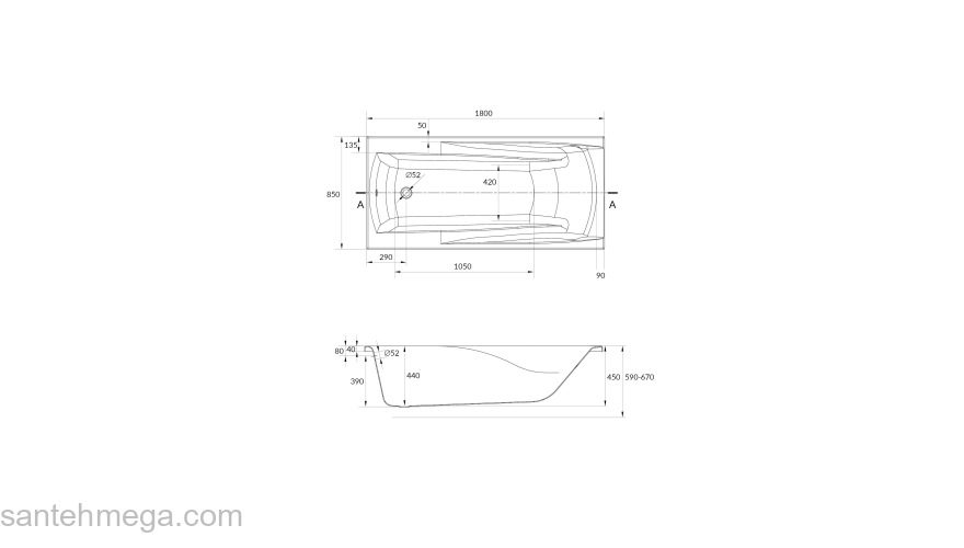 CERSANIT Акриловая ванна ZEN 180 WP-ZEN*180. Фото
