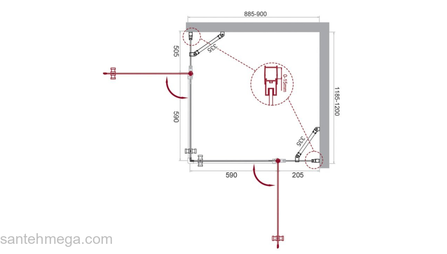 Душевой угол BELBAGNO ETNA-AH-22-90/120-C-Cr. Фото