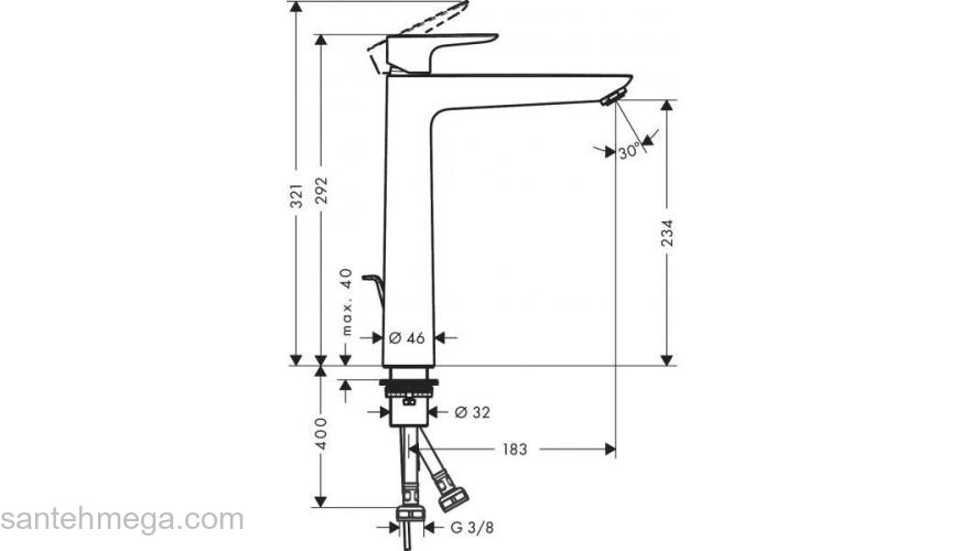 Смеситель для раковины Hansgrohe Talis E 71716670. Фото