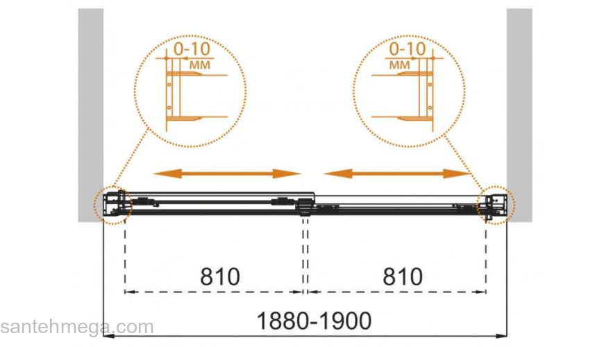 Шторка на ванну CEZARES Tandem Soft TANDEM-SOFT-VF-2-190/145-P-Cr. Фото