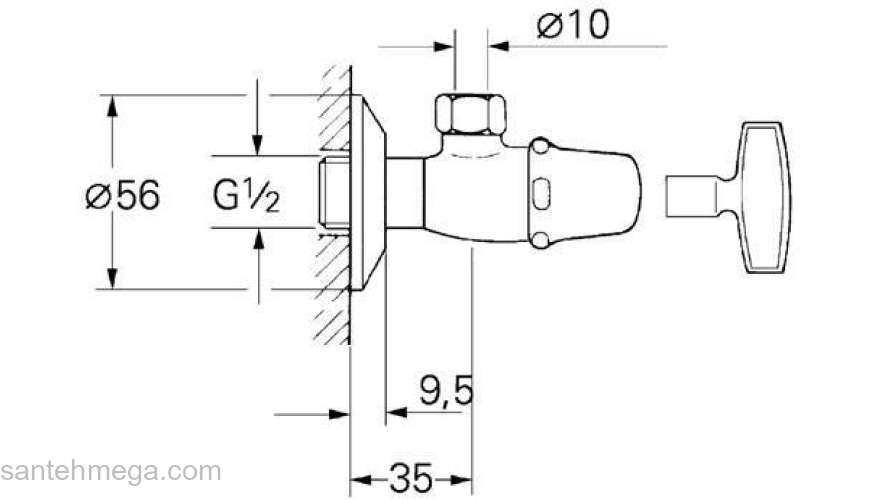 Угловой вентиль GROHE Atlanta 22917000. Фото