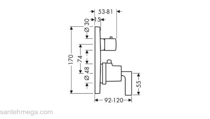 Смеситель термостатический для душа AXOR Citterio 39720000 (внешняя часть). Фото