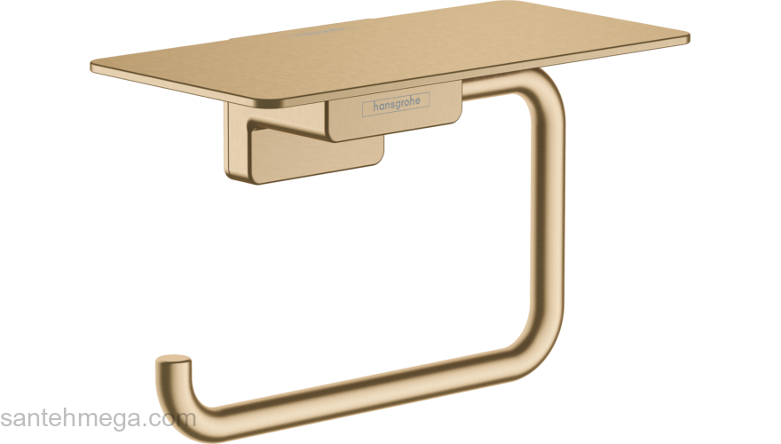 Держатель туалетной бумаги с полкой AddStoris Hansgrohe 41772140, шлифованная бронза для ванной комнаты. Фото