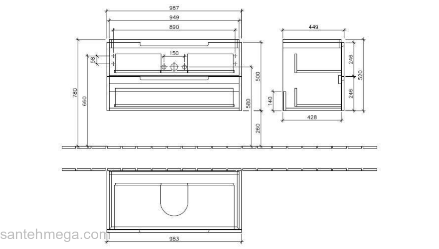 Тумба под раковину Villeroy&Boch SUBWAY 2.0 A697 00FQ. Фото